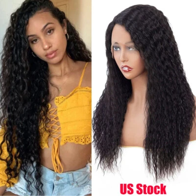 Pelucas de cabello rizado profundo de 22" 13x4 T peluca frontal de encaje peluca larga rizada peluca de cabello humano Foto 1 de 4