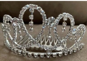 TIARA RHINESTONE SHIMMERING SILVER TONE CROWN WEDDING/PAGEANT ACCESSORY WOW!! - Picture 1 of 4