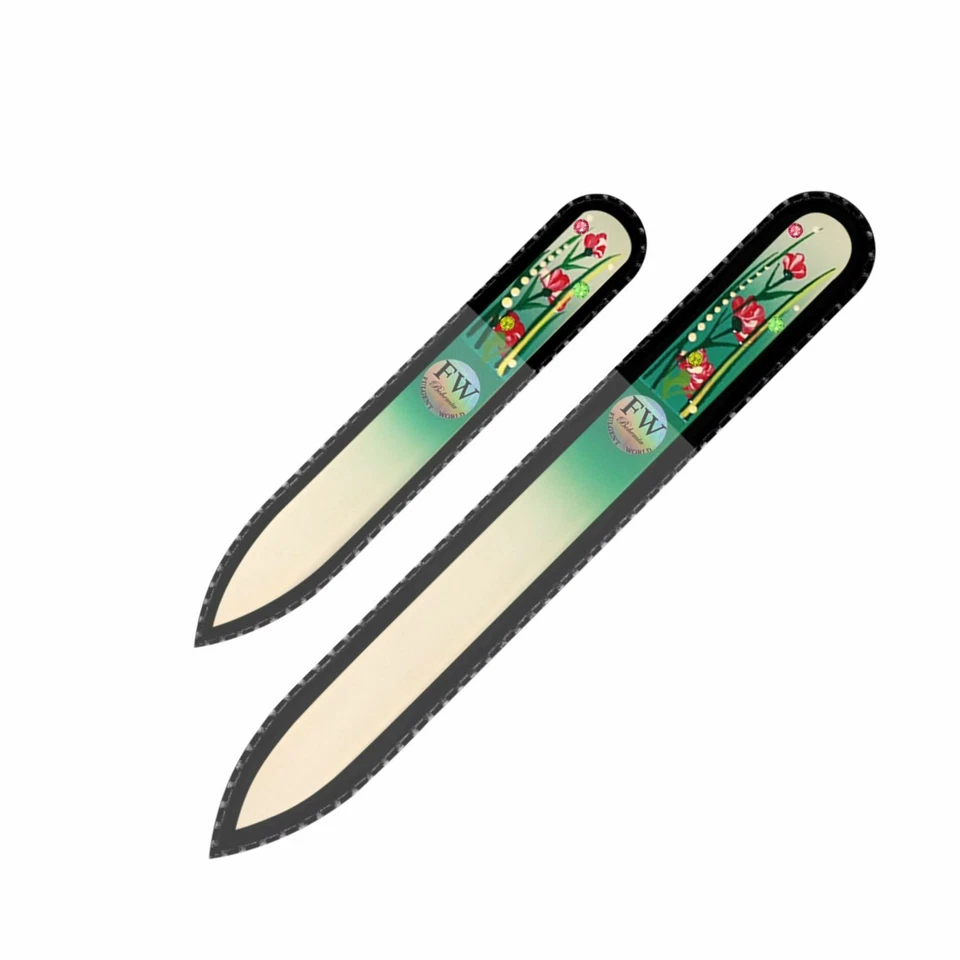 Стеклянные пилки для ногтей с ручной росписью - набор из 2 - чешское оригинальное качество (HF45) - Изображение 1 из 1