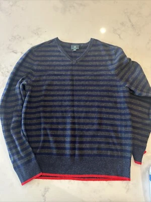 ADRIANO GOLDSCHMIED Green Label ‘Renton' Wool/Cashmere V-Neck Sweater Blue/Gray - Image 1 of 4