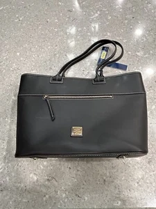 Authentic Dooney & Bourke Smoke Gray Leather Zip Shoulder Bag Tote NWT! - Picture 1 of 4