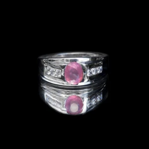 Anillo de plata de Myanmar ovalado natural sin tratar espinela rosa 32,80 quilates/1,50 quilates 11 EE. UU. - Imagen 1 de 5