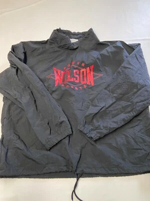 Mens WILSON POWER SPORTS Black Vintage Nylon Pullover Windbreaker Jacket Sz XL - Image 1 of 4