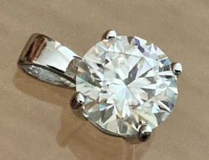 Moissanite Diamond Pendant 8mm Set in Solid Silver S925 Best Quality - Picture 1 of 6
