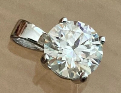 Moissanite Diamond Pendant 8mm Set in Solid Silver S925 Best Quality - Image 1 of 4