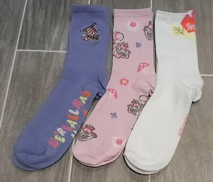 New Disney ALICE IN WONDERLAND Cheshire Cat 3x Ladies Ankle Socks UK Size 4-8 - Picture 1 of 6