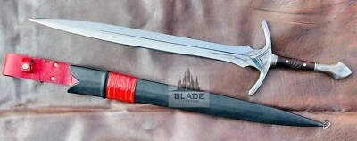 Espada vikinga de acero al carbono forjada a mano hoja afilada medieval con vaina Foto 1 de 4