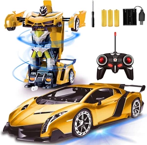 Remote Control Transform Car Robot Boys Christmas Toys with Lights RC Car 2.4Ghz - Picture 1 of 7