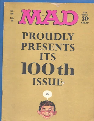 Mad Magazine #100 | Jan 1966 | VF Condition | Gold Cover 100th Issue | DC Comics - Image 1 of 2
