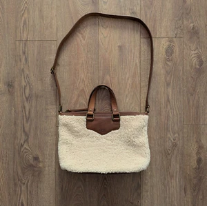 UGG Australia Eva Shearling & Leather Satchel Brown Satchels Women's Handbag - Picture 1 of 24