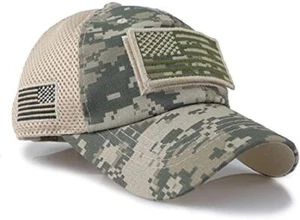 US Flag Detachable Patch Micro Soft Mesh Baseball Hat Cap (Green Digital Camoufl - Picture 1 of 3