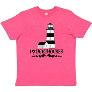 Inktastic I Love Lighthouses Youth T-Shirt Sea Beach Gift Clothing Apparel Ocean - Picture 1 of 3