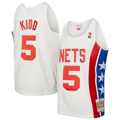 New Jersey Nets Jason Kidd #5 Mitchell & Ness White 2005/06 NBA Swingman Jersey - Image 1 of 4