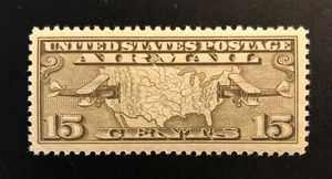 US Airmail Stamp C8, MNH, OG, XF, 1926, 15c OLIVE BROWN. - Picture 1 of 6