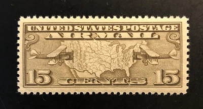 US Airmail Stamp C8, MNH, OG, XF, 1926, 15c OLIVE BROWN. - Image 1 of 4