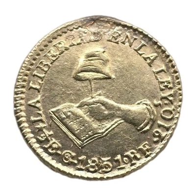  Moneda Redonda Oro Medio Escudo 1851 5/5 Go PF República de México 1/2  Foto 1 de 2