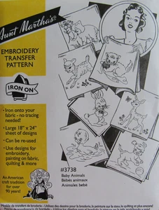 Bloques de edredón con patrón de transferencia bordado animales bebé tía Martha's 3738 planchar - Imagen 1 de 2