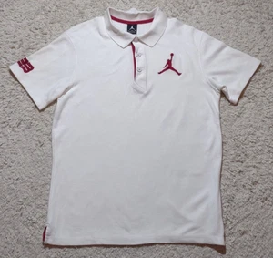 Nike Air Jordan Jumpman Logo Polo White Red Cotton Golf Shirt Men’s Size L - Picture 1 of 10