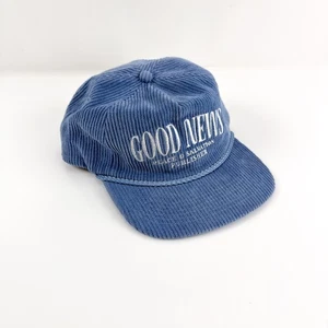 Good News Peace & Salvation Publisher Blue Corduroy Snapback Hat Cap Snag Vintag - Picture 1 of 7
