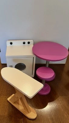 Kidkraft Doll Furniture WashMachine,Table, Stool,Iron Board- Up To Barbie Size. - Image 1 of 4