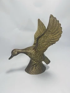 Battlefield Antiques Inc, 1970s Large Solid Brass Mallard Duck Flying EUC HEAVY - Picture 1 of 12