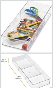 Klar Kunststoff Schublade Organizer mit 3 Abschnitten - 11,8” x 4,5” x 1,6 - Bild 1 von 3