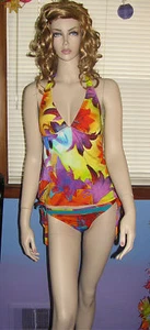 NEU! ABS Allen Schwartz bunt tropisch Neckholder Tankini Badeanzug 6 8 148 $ - Bild 1 von 12