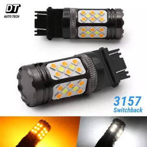 SYNETICUSA Error Free 3157 LED Switchback Turn Signal Light Bulbs Decoding Chip - Foto 1 di 7
