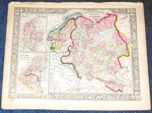 Origiale 1860 Mitchell Karte von Russland, Schweden, Norwegen, Holland, Dänemark 12,5 x 15,25 - Bild 1 von 12