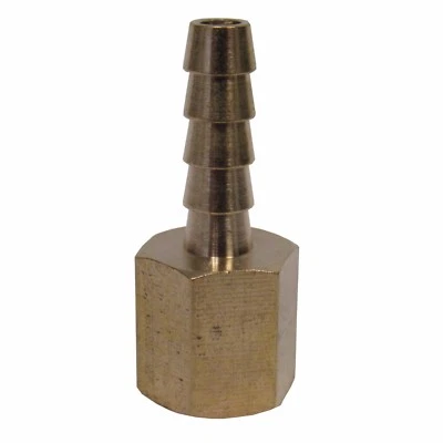 NEW BRASS 1/4 IN. FNPT X HOSE BARB STRAIGHT FITTING FOR 1/4 IN. ID HOSE NIB - Image 1 of 4