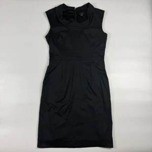 Ann Taylor Sheath Dress Womens Size 4 Black Lined Sleeveless Stretch Back Zip - Picture 1 of 6