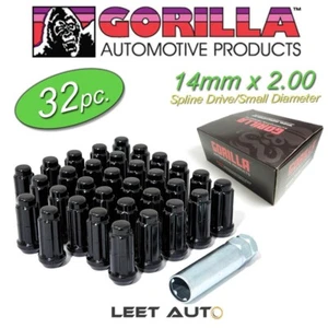(32) Gorilla Lug Nuts, 14mm x 2.00, Black, Spline Drive, Duplex, K8TS-14200BGR - Picture 1 of 6