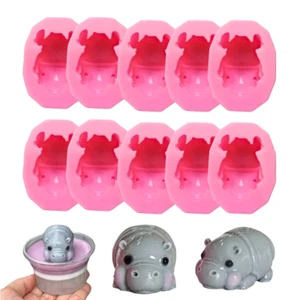 Moo Deng Mold Silicone Hippo Jelly Dessert Making MOO-DENG Party New Set of 10 - Picture 1 of 15