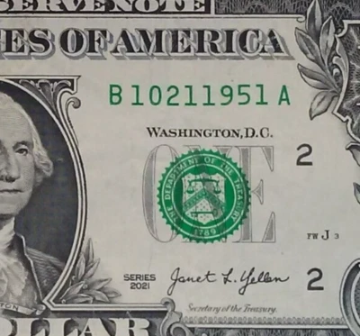 OCTOBER 21st 1951 Birthday Anniversary Date Note One Dollar Bill Series 2021 - Image 1 of 3