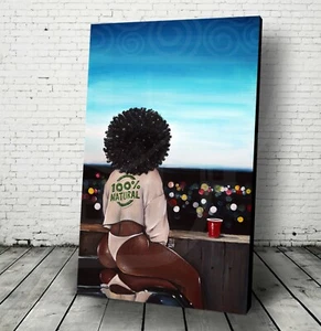 100 Natural African American girl pretty sexy urban adult art cocktail canvas - Picture 1 of 10