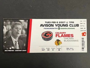 MIKE VERNON JERSEY RETIREMENT NIGHT GAME TICKET CALGARY FLAMES v BLACKHAWKS 2007 - Picture 1 of 5