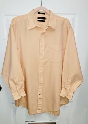 Camisa de vestir Daniel Cremieux para hombre 16 1/2 beige melocotón manga larga botón delantero Foto 1 de 3