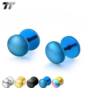 TT Surgical Steel Round Domed Fake Ear Plug Earrings Choose Size Color (BE94) - Picture 1 of 6
