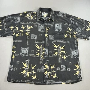 Big Dogs Rayon Button Shirt Poolside Hawaiian Floral Black Men's 3XL - Picture 1 of 5