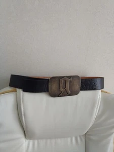 Galliano Vintage G Logo Metal Plate Buckle Womens Black Leather Belt Hype 80/32 - Picture 1 of 15