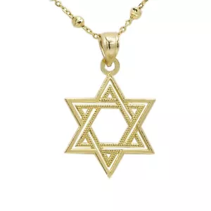 14k Star of David Yellow Gold Star with or without chain Jewish Star Real Gold - Picture 1 of 13