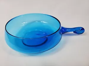 Cuenco de vidrio artístico azul italiano MCM soplado a mano Empoli vintage con mango sin marca - Imagen 1 de 7