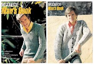 Patons Knitting Pattern Man's Book 218 Mens Vintage 1982 Sizes 36-44" 8 Designs