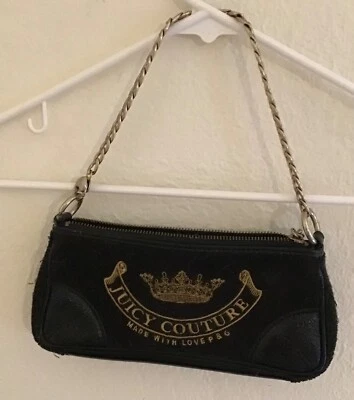Cartera de Colección Rara JUICY Alta Costura Baguette Terciopelo Cadena Logo Y2K Años 90 Foto 1 de 4