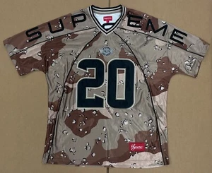 FW20 SUPREME PANELED FOOTBALL JERSEY CHOCOLATE CHIP CAMO TAN BROWN SZ L - Picture 1 of 3