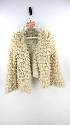 Vintage unbranded 1960s shag cardigan in cream size M - Image 1 of 4