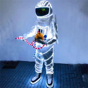 LED Astronautenkostüm Anzug beleuchtet Party Leuchten Licht Performance Tuch Helm - Bild 1 von 5