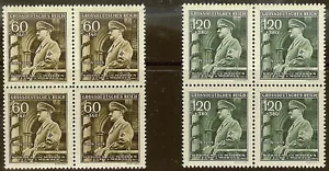 Stamp Germany Bohemia B&M Mi 136-7 Sc B25-6 Block 1944 WWII Fuhrer AH Hitler MNH - Picture 1 of 3