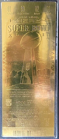 22KT GOLD SUPER BOWL 42 TICKET ~ Willabee & Ward ~ NEW YORK GIANTS vs PATRIOTS Cover
