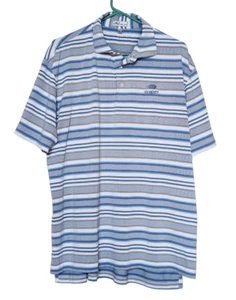 Peter Millar Mens L US Open Golf Polo Shirt Stretch Short Sleeve Striped Tennis - Picture 1 of 4